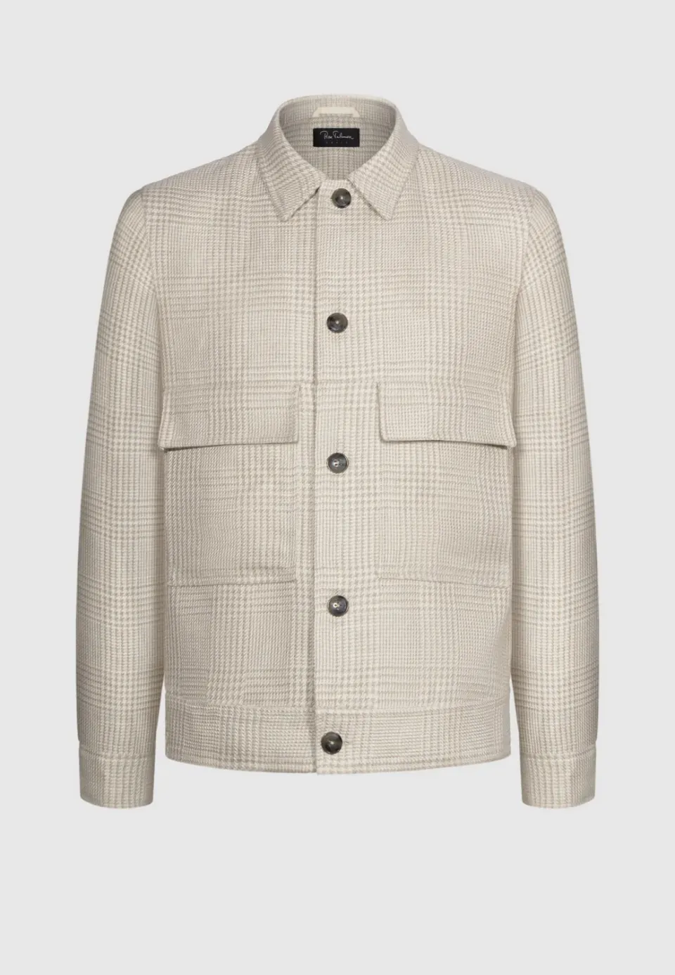 Pierre Talamon Prince de Galles Beige veste lin coupe droite