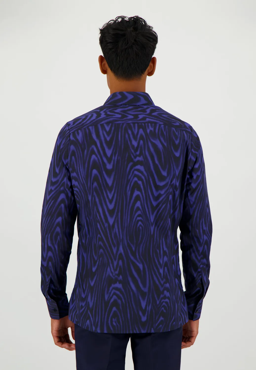 Pierre Talamon moirée chemise bleue effet moiré