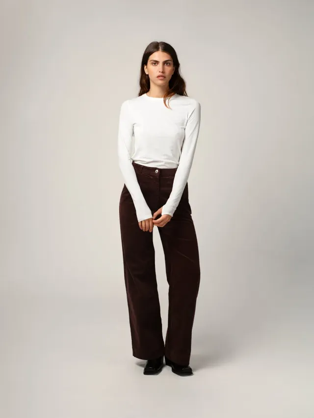 Cotelé Paris Pantalon Pince Chocolat velours