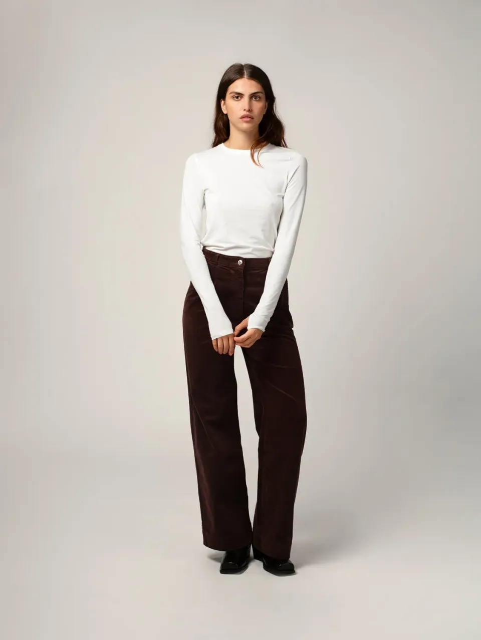 Cotelé Paris Pantalon Pince Chocolat velours