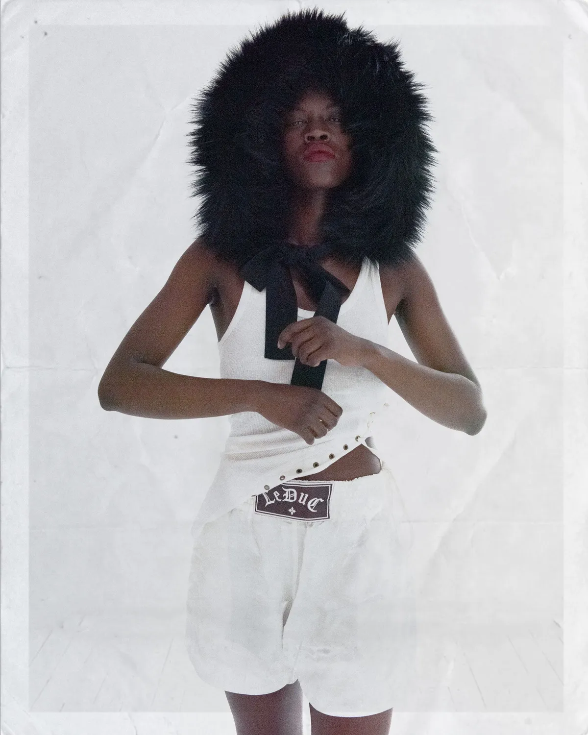 PAOLO LEDUC Fur hood capuche noire coton bio