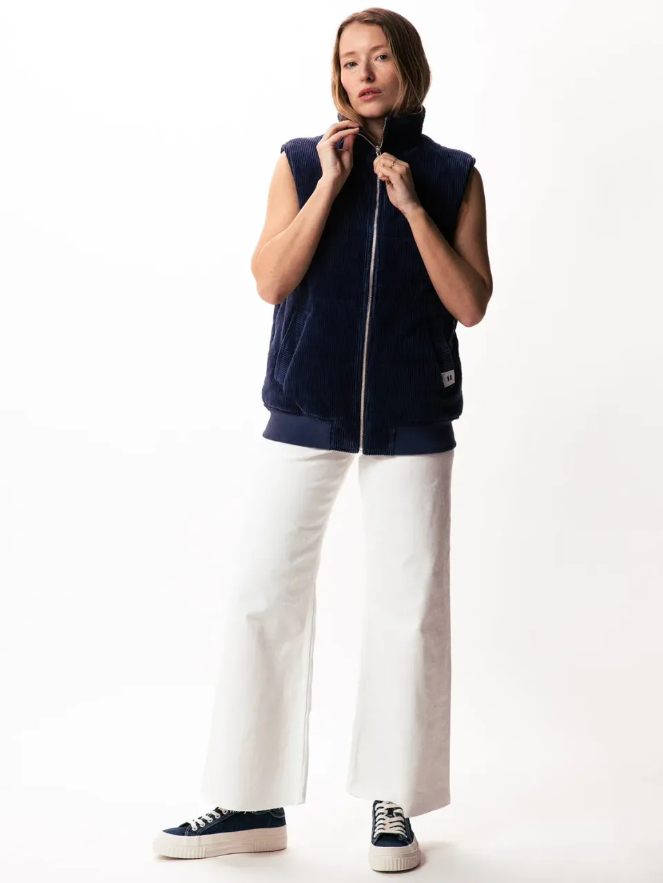 Cotelé Paris Navy doudoune sans manche marine velours bio