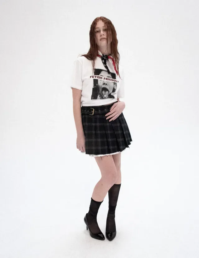PAOLO LEDUC Domination mini kilt tartan laine plissé