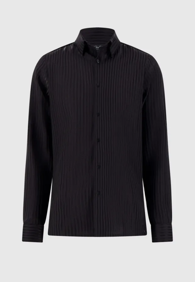 Pierre Talamon Black Shiny Stripes chemise noire