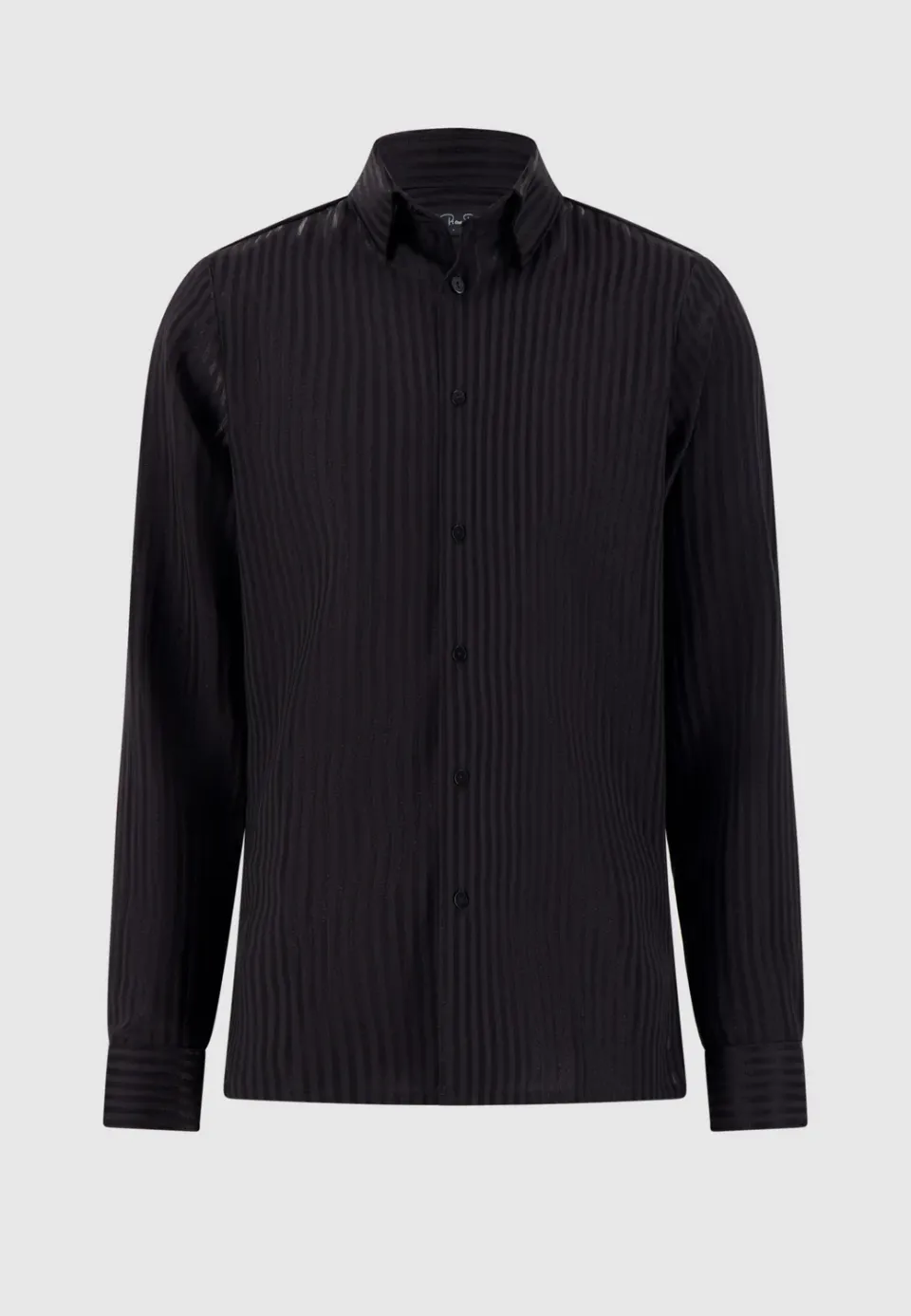 Pierre Talamon Black Shiny Stripes chemise noire