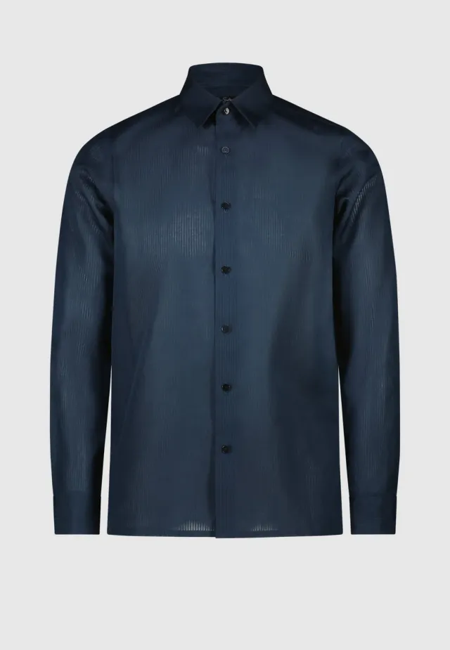 Pierre Talamon Navy chemise rayures homme manches longues