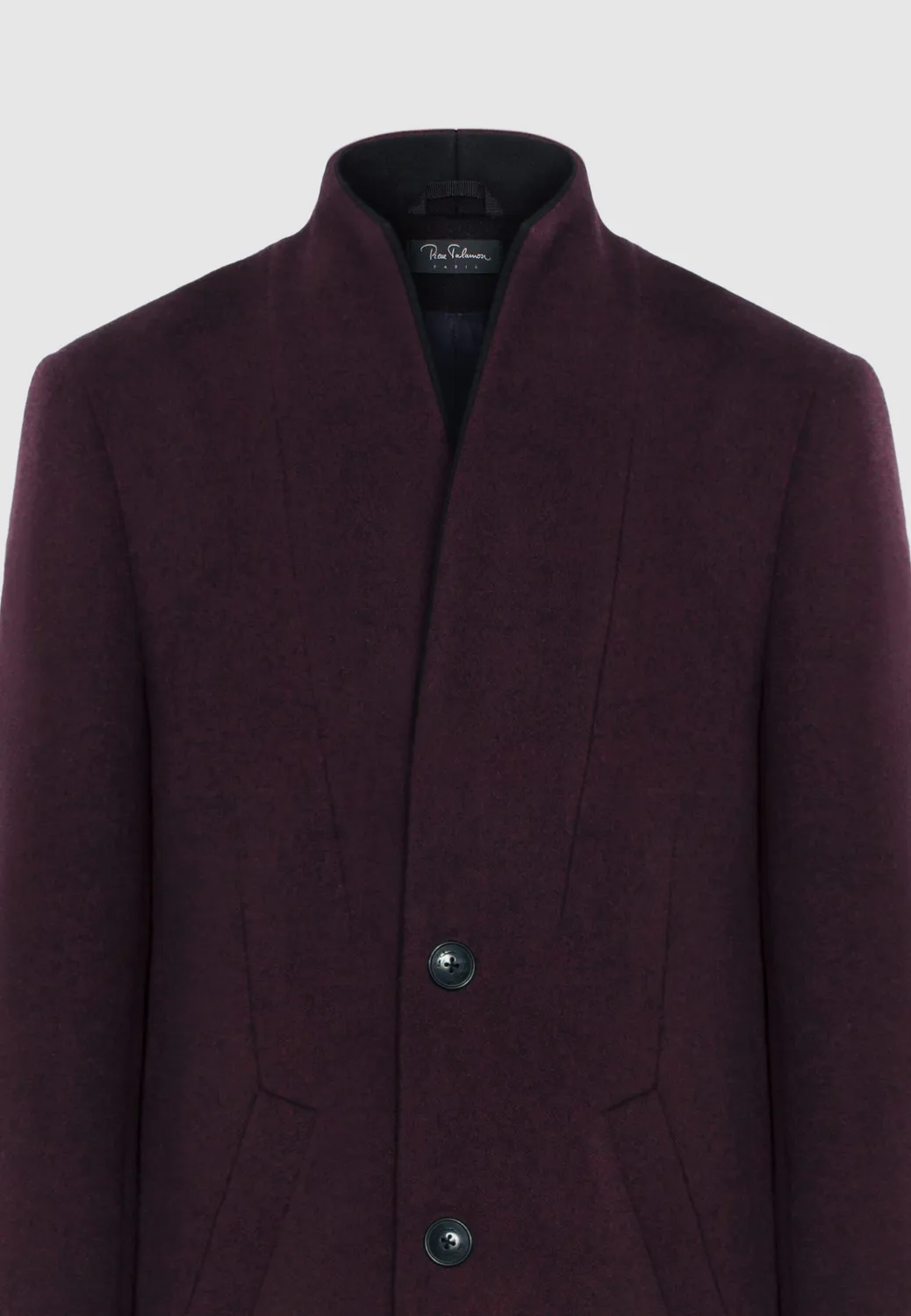 Pierre Talamon bordeaux noir manteau laine col montant