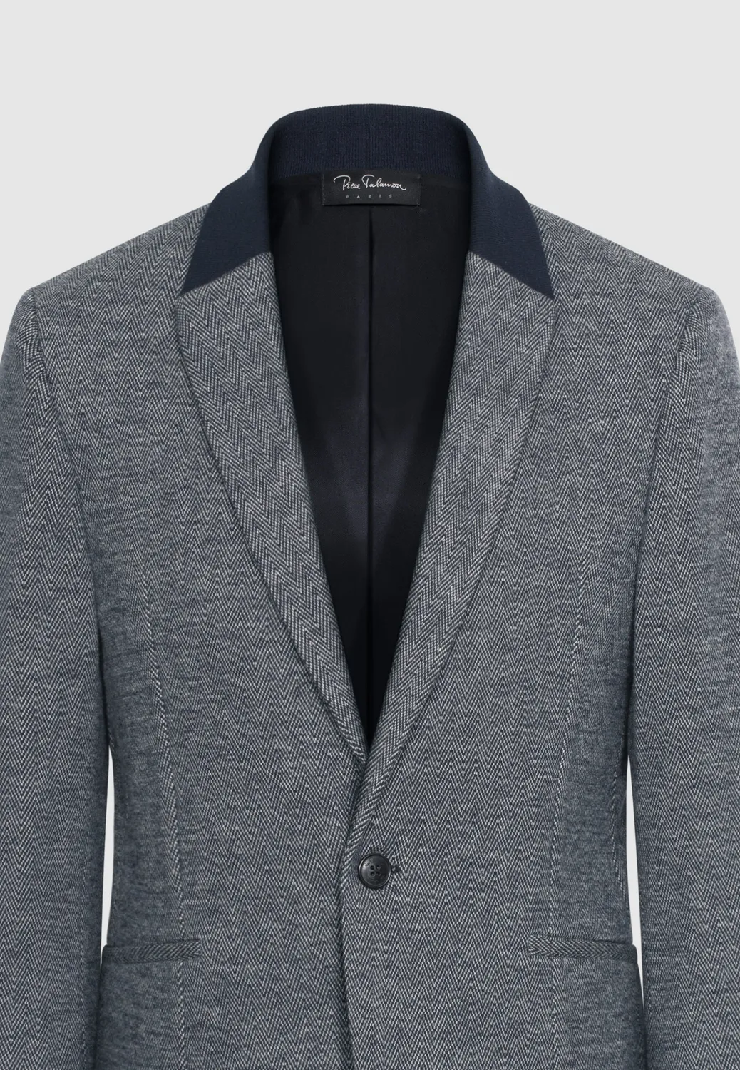 Pierre Talamon veste chevrons laine-coton col maille