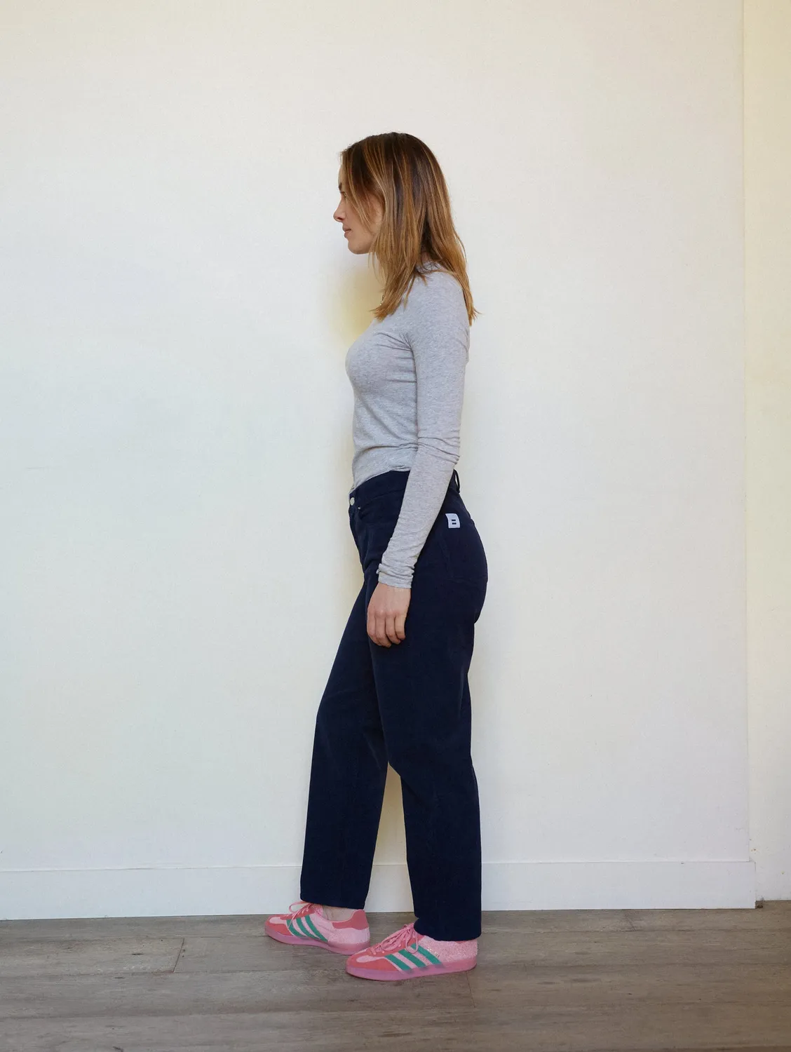 Cotelé Paris Pantalon Droit Femme navy velours