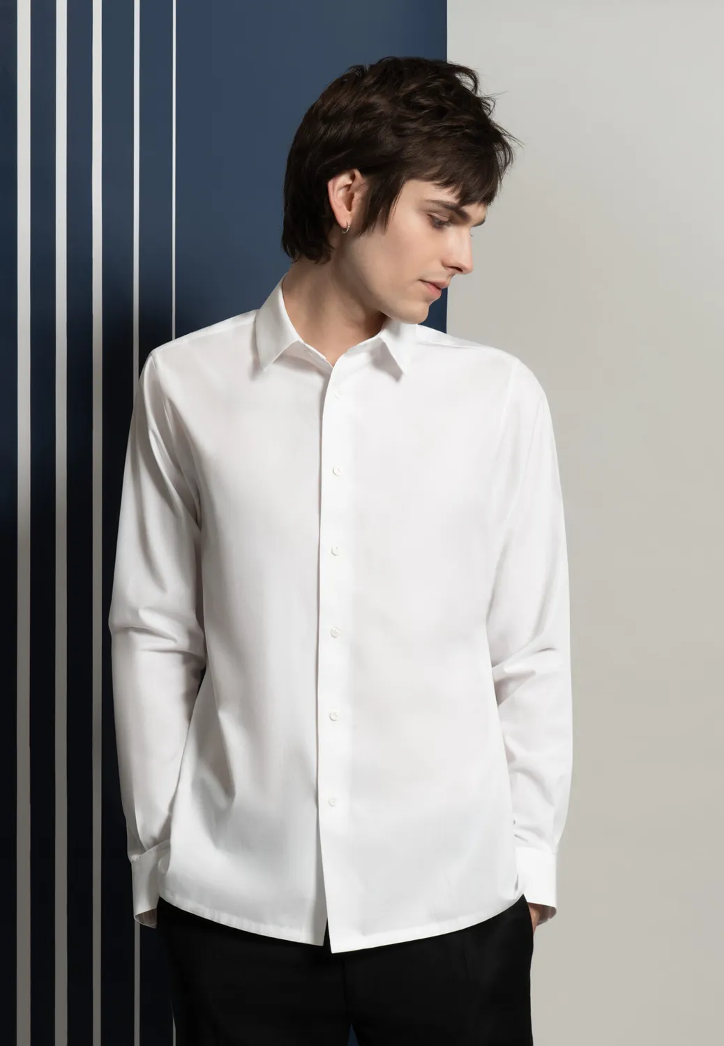 Pierre Talamon chemise col français popeline blanche coton