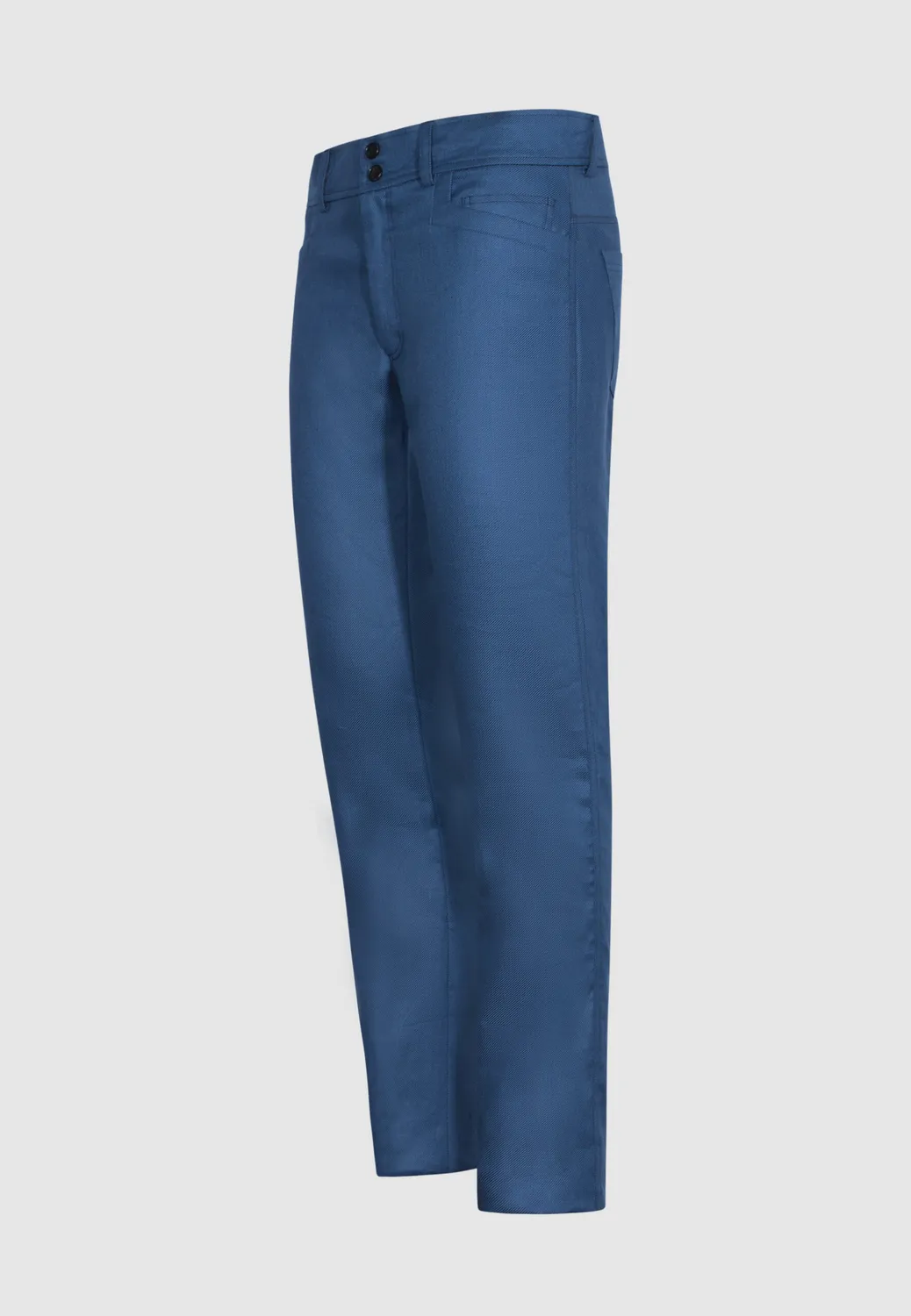 Pierre Talamon Trucker pantalon bleu lin coton