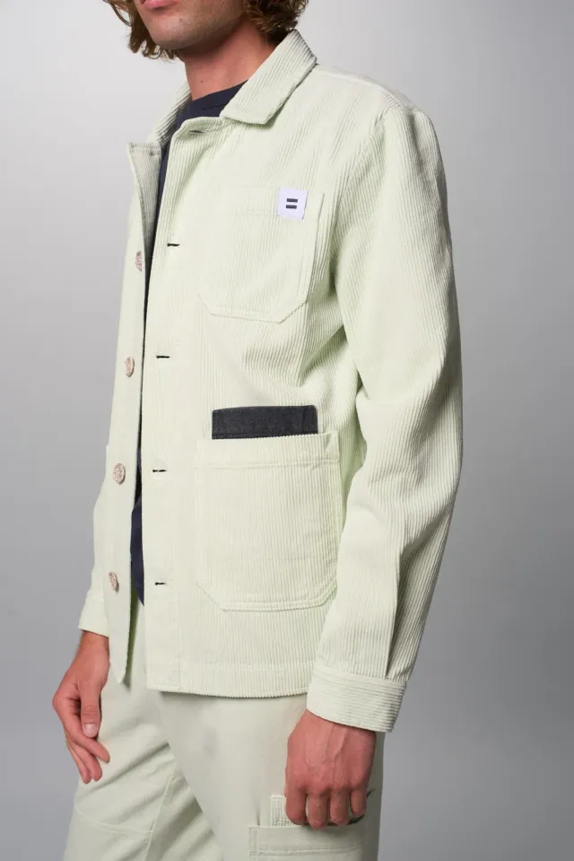 Cotelé Paris Veste Worker Vert Délavé velours