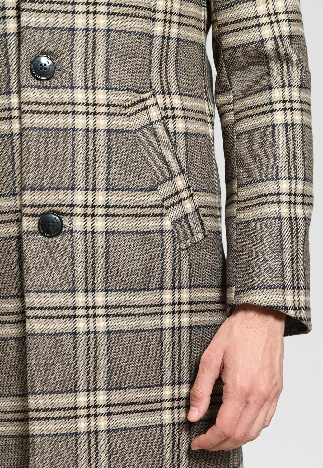 Pierre Talamon manteau à carreaux long hiver
