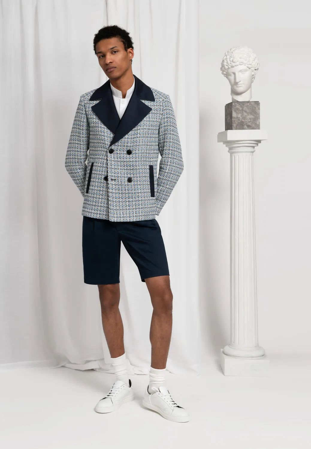 Pierre Talamon chemise col mao blanche coton