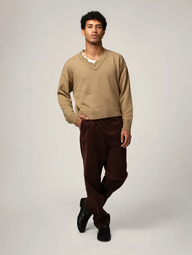 Cotelé Paris Pince chocolat pantalon velours coupe droite