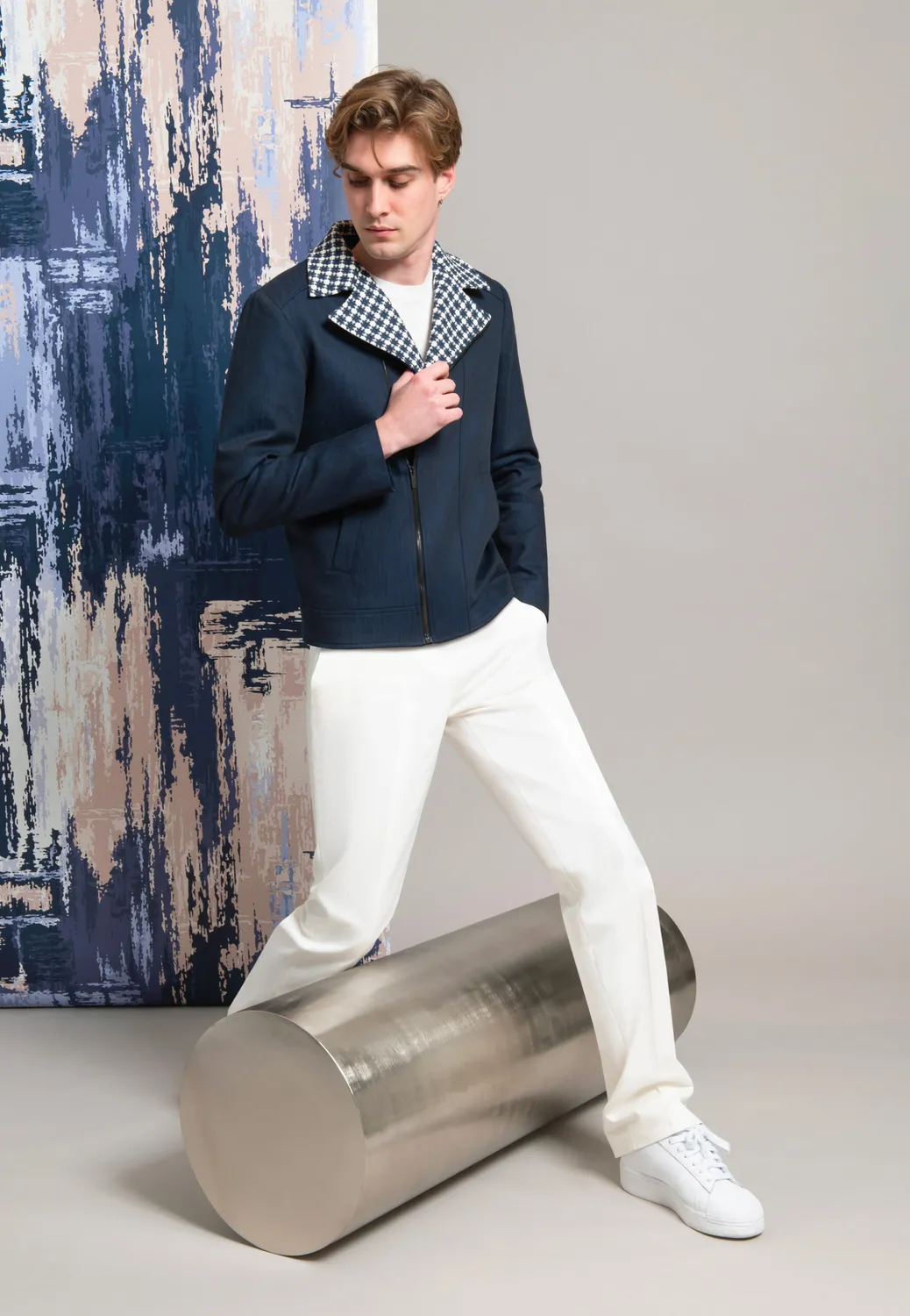 Pierre Talamon Perfecto blouson marine zippé