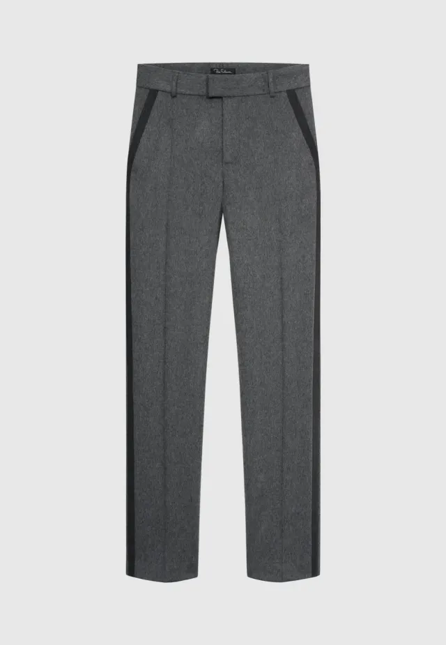 Pierre Talamon pantalon flanelle laine gris bandes