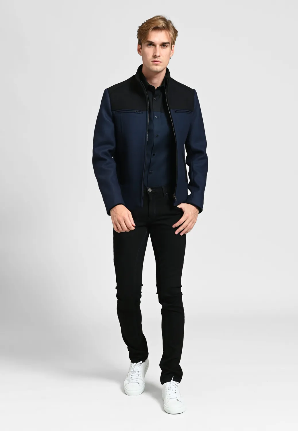 Pierre Talamon Chemise bicolore homme moderne