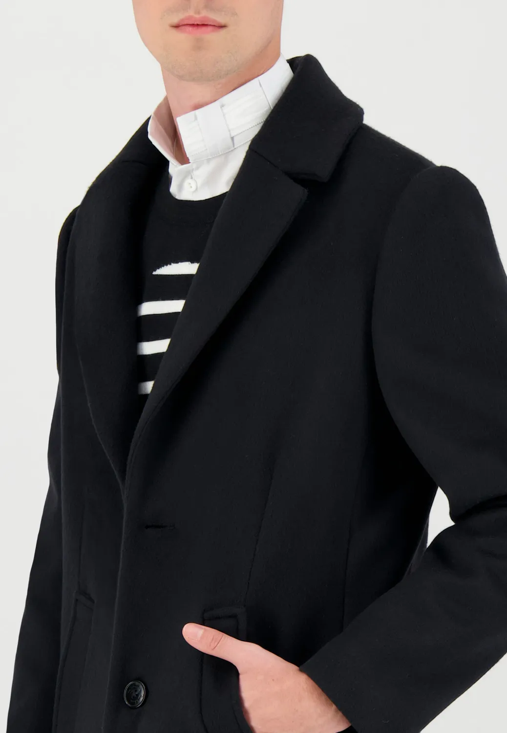 Pierre Talamon manteau long noir coupe droite