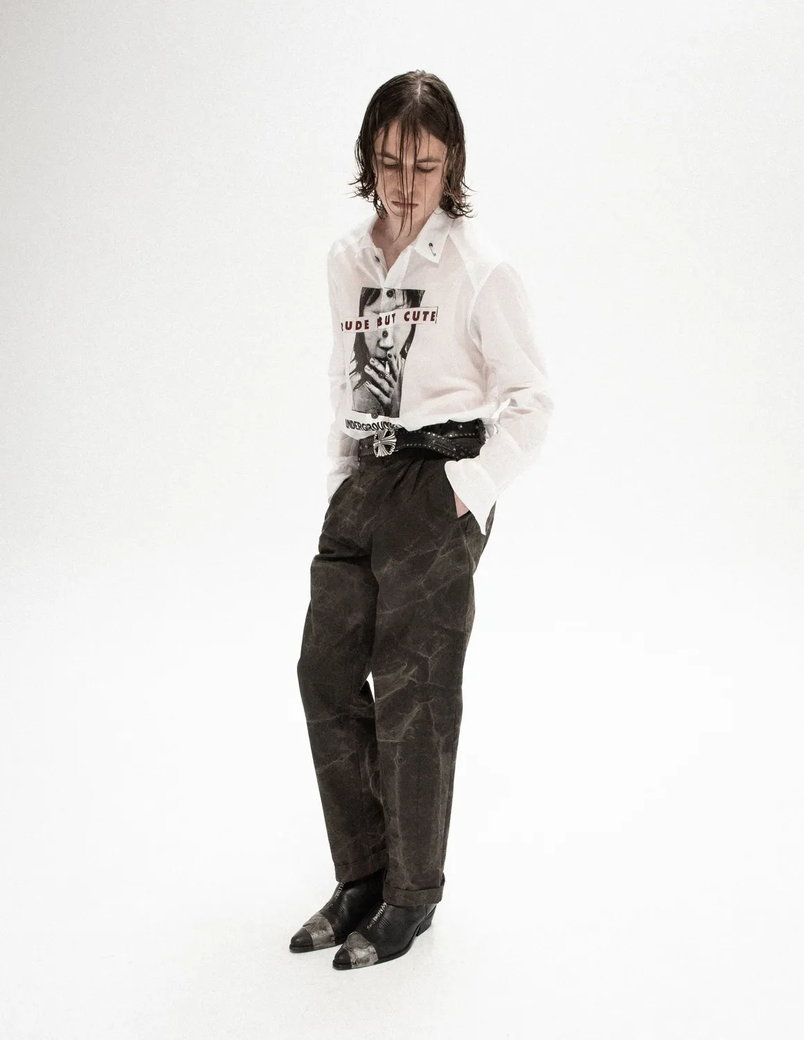 Paolo Leduc Hand Job pantalon marbré coton épais