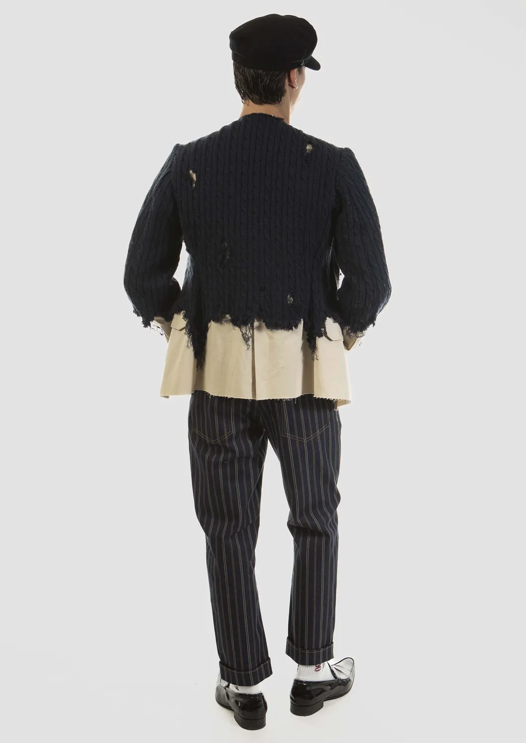 Paolo Leduc Cross-bred Sweater Blazer trompe-l'œil crème