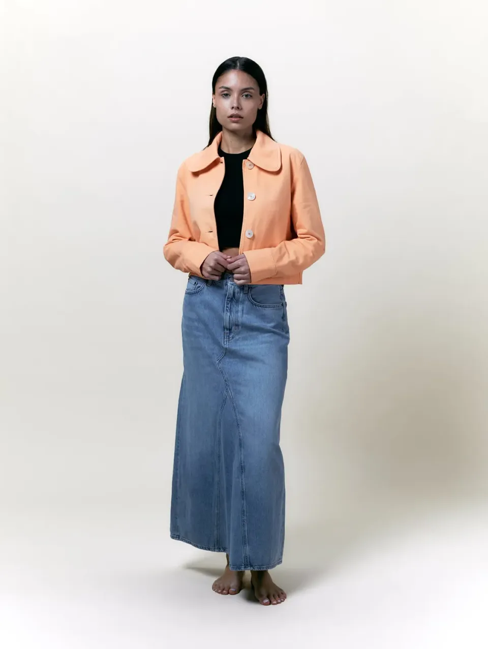 Cotelé Paris Veste Daisy Pêche toile coton