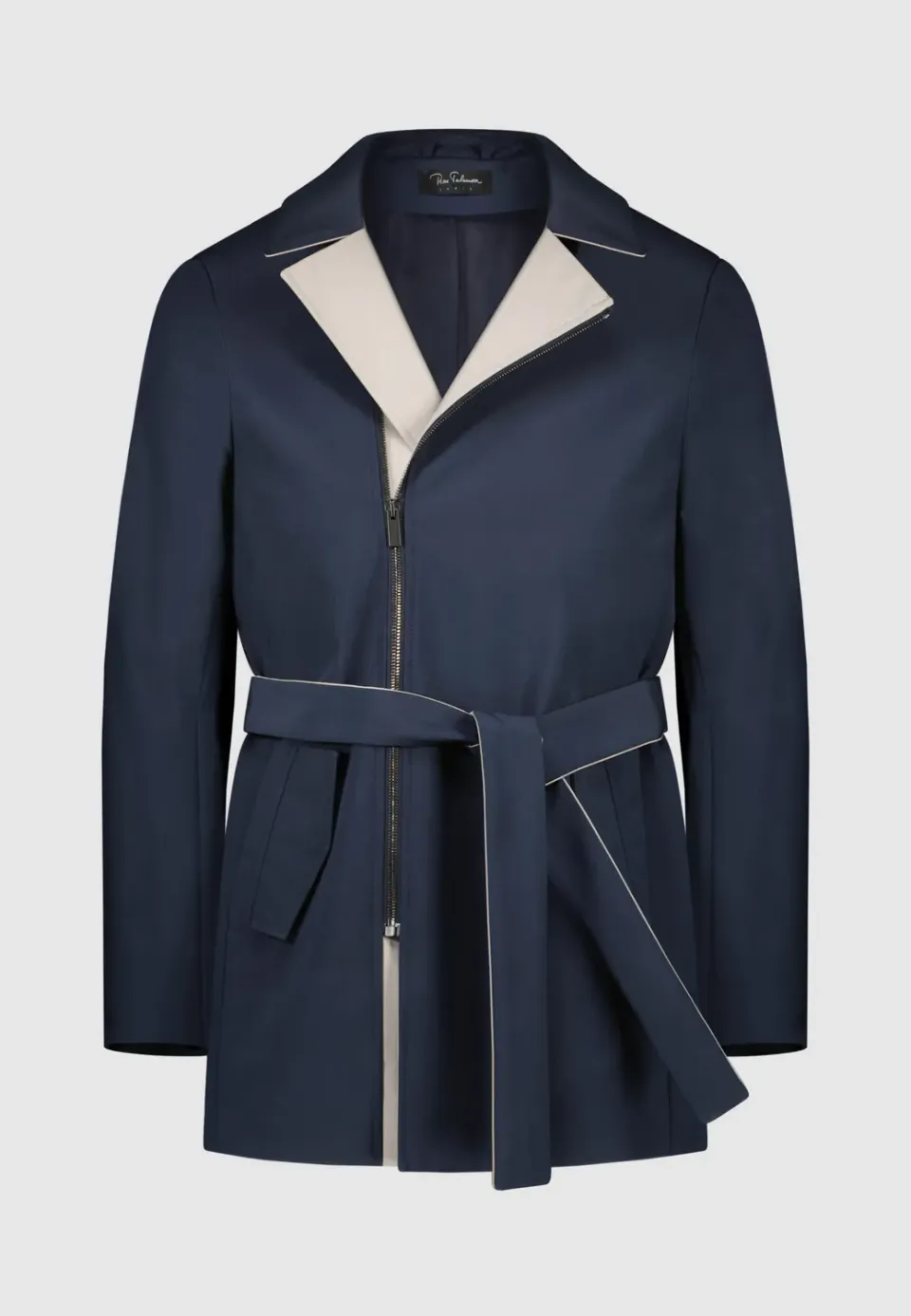 Pierre Talamon Kerin trench bleu gris droit