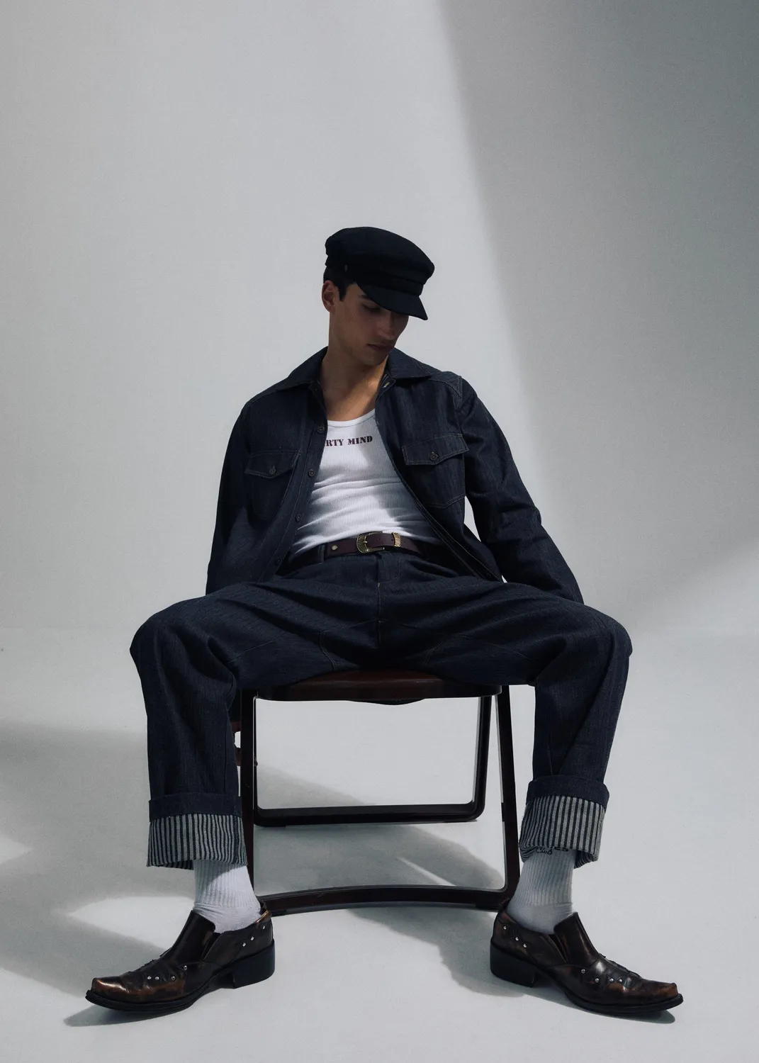 PAOLO LEDUC The Worker chemise denim rayé bleu S