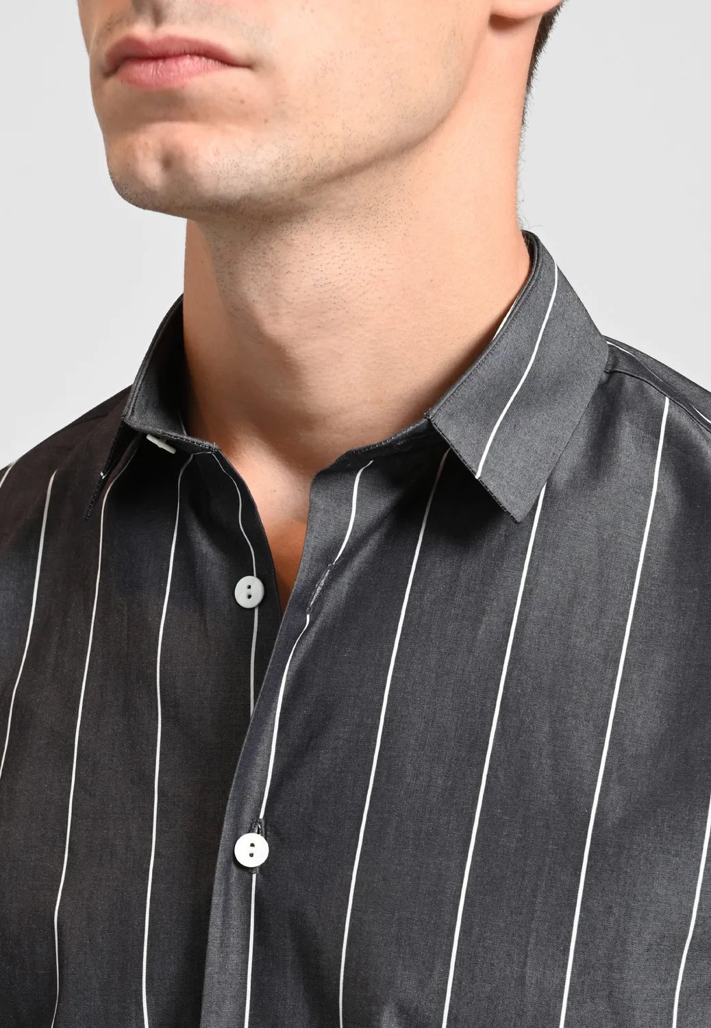 Pierre Talamon chemise grise à rayures homme
