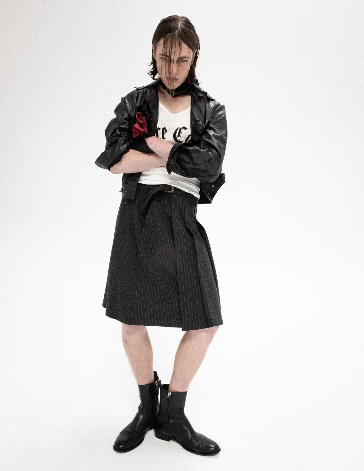 Paolo Leduc Strictly Business jupe kilt laine grise longue