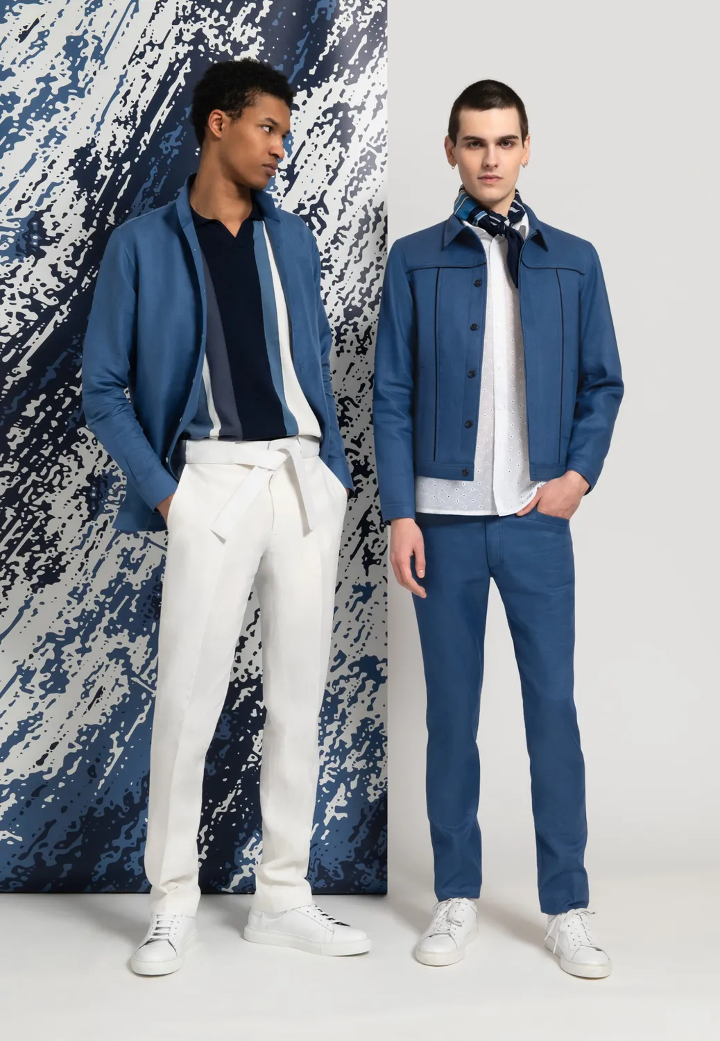Pierre Talamon polo rayures bleu marine coton
