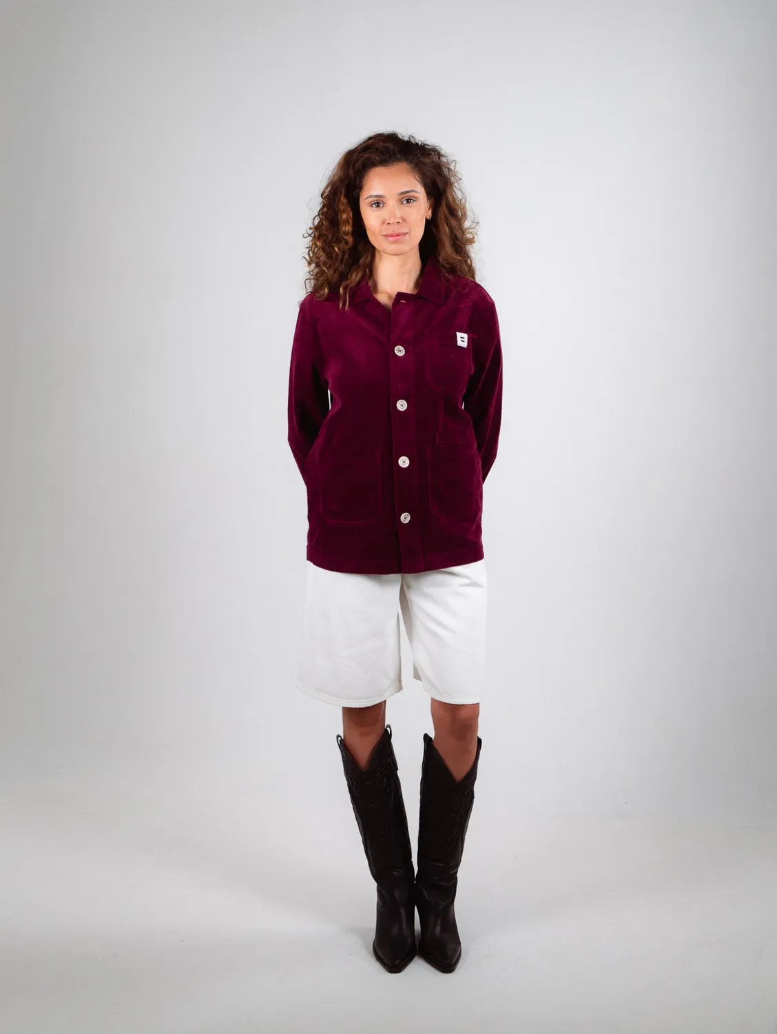 Cotelé Paris Veste Worker prune velours coton bio