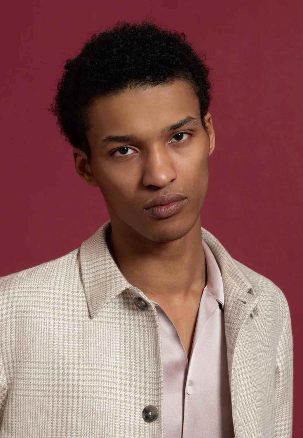 Pierre Talamon Prince de Galles Beige veste lin coupe droite