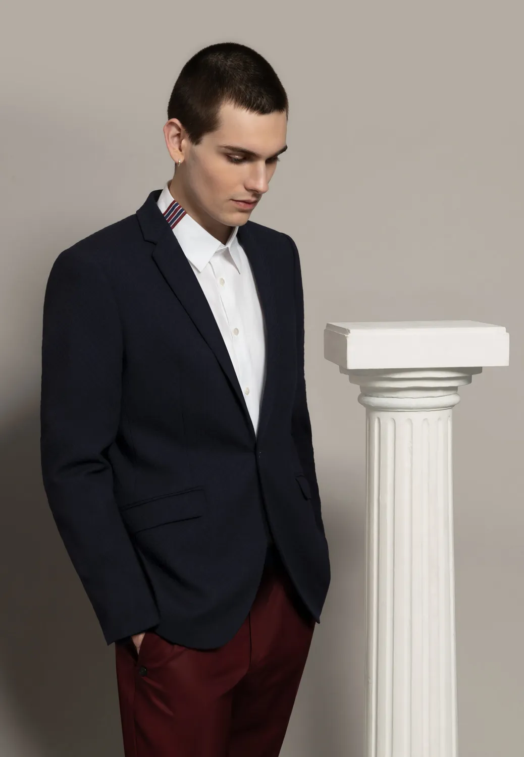 Pierre Talamon Maille Navy veste bleu marine laine