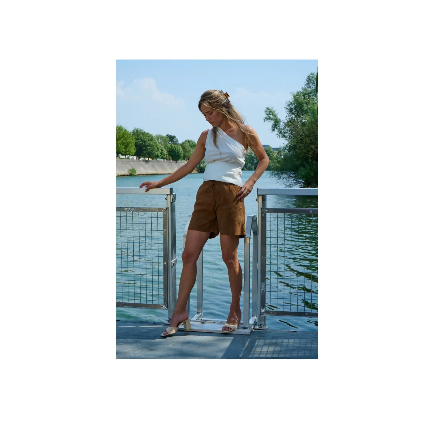 Oakwood Anemone 65201 short cuir cognac taille élastique