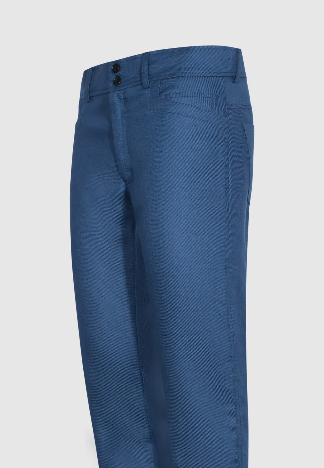 Pierre Talamon Trucker pantalon bleu lin coton