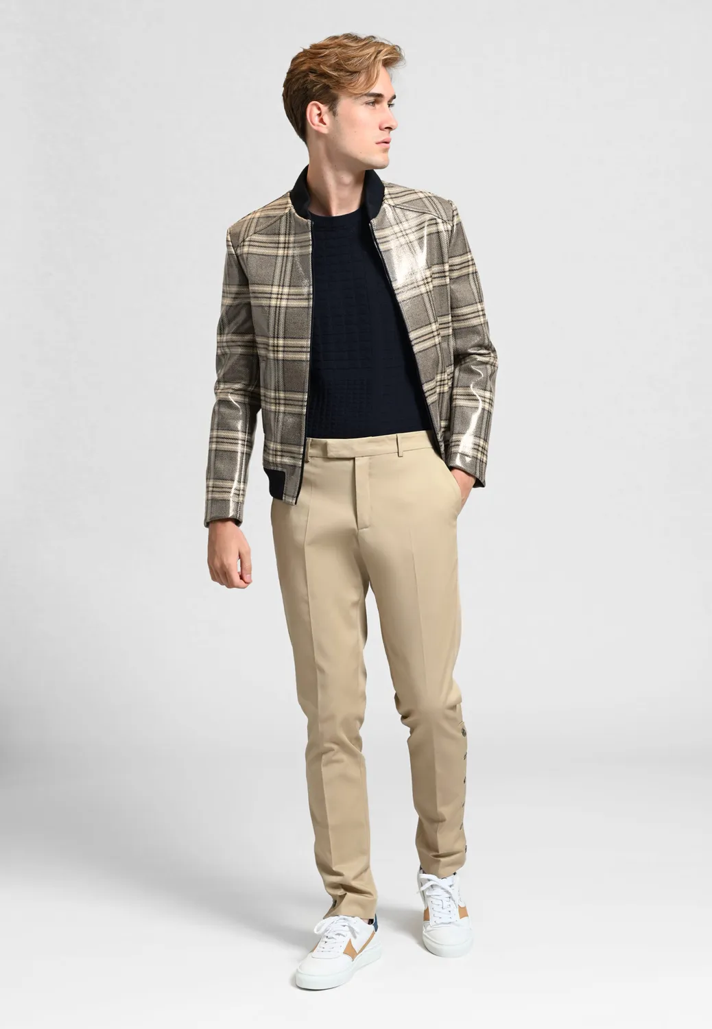 Pierre Talamon Teddy blouson à carreaux chaud
