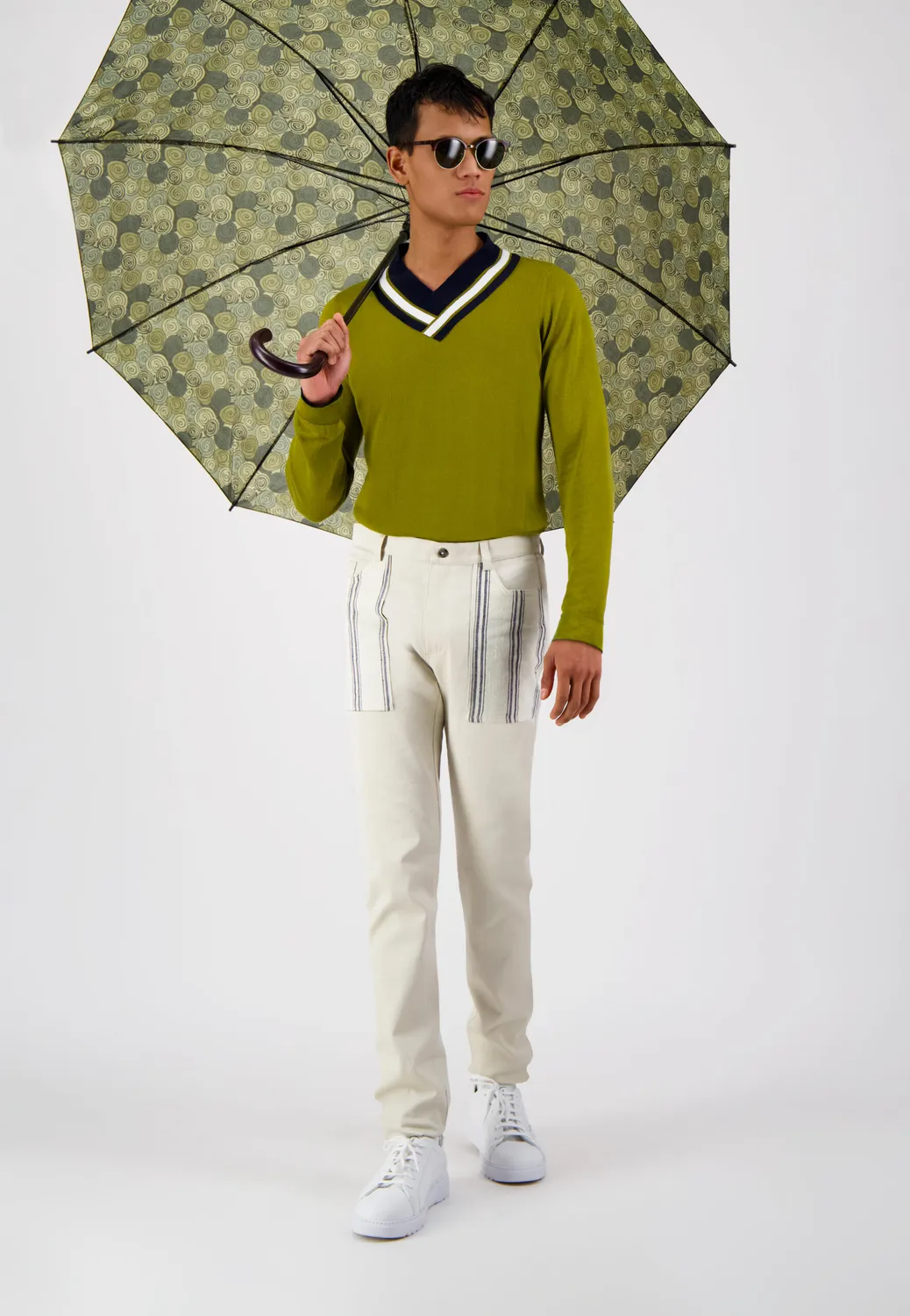 Pierre Talamon Yoke pantalon rayures