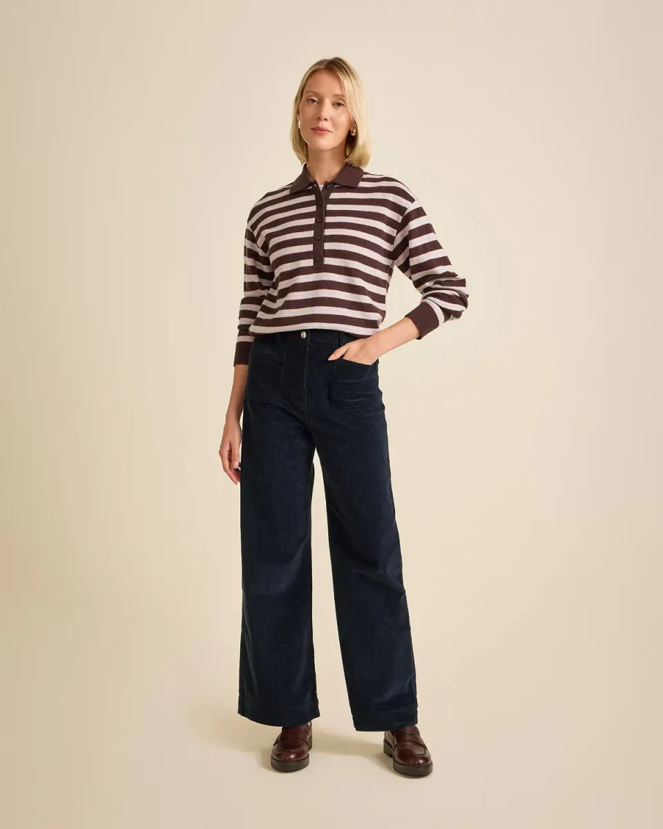 COTELÉ PARIS Jane Navy pantalon velours côtelé