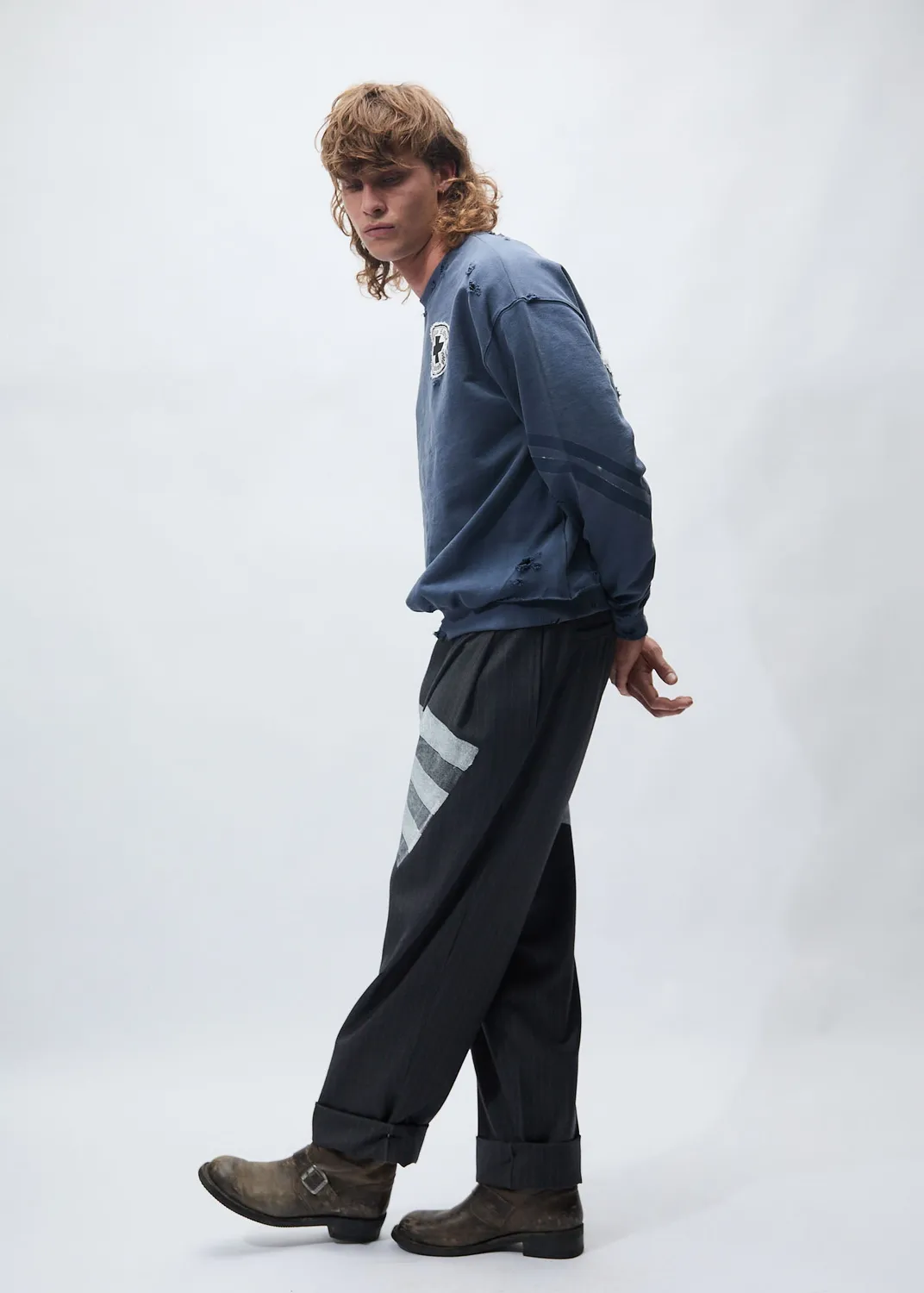 PAOLO LEDUC Lucky 49 sweat col rond bleu marine coton bio
