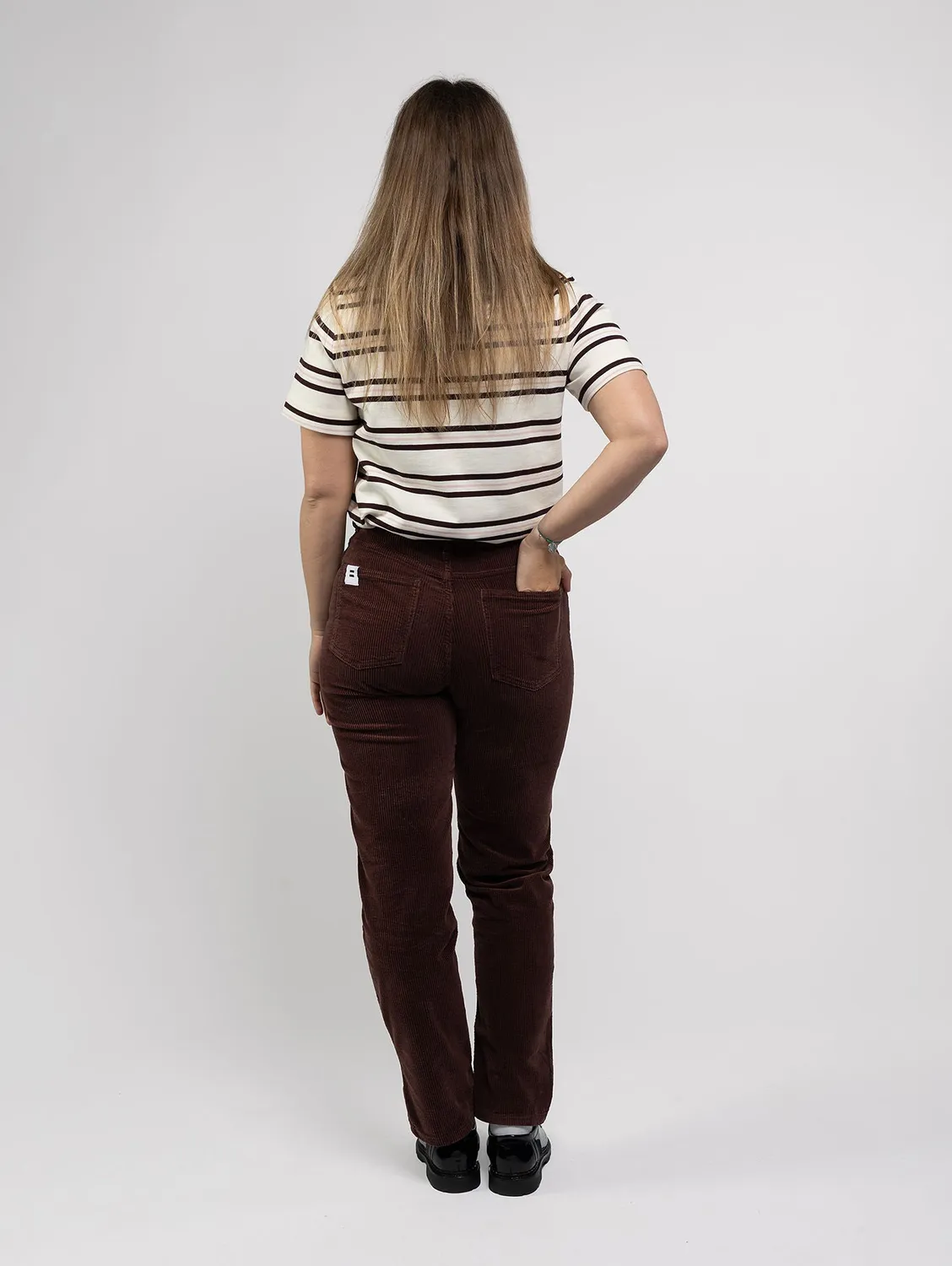 Cotelé Paris pantalon droit femme chocolat velours bio