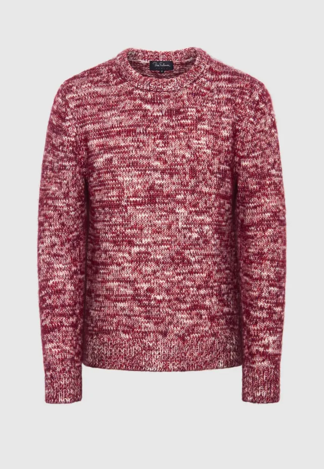 Pierre Talamon laine épaisse pull chiné rouge blanc