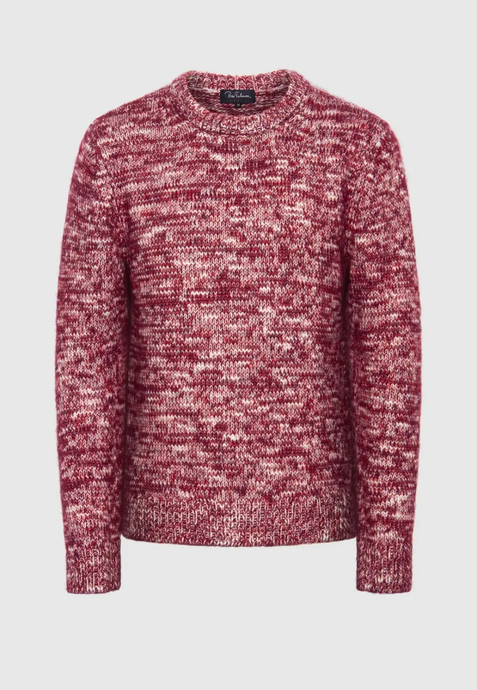 Pierre Talamon laine épaisse pull chiné rouge blanc