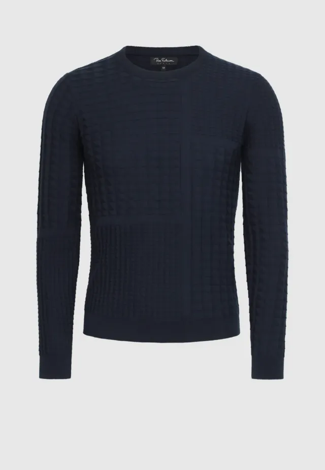 Pierre Talamon Fancy Mond pull navy fantaisie