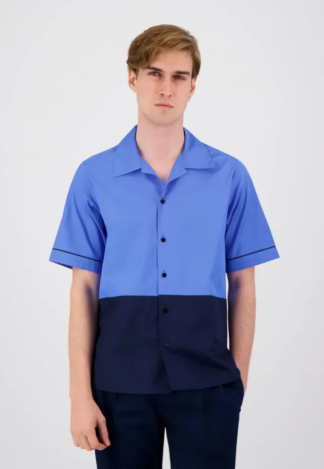 Pierre Talamon chemise bowling bleue navy homme