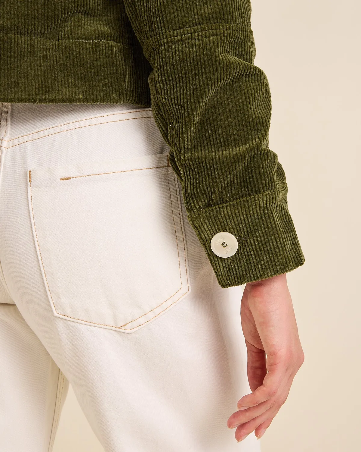 Cotelé Paris Daisy veste femme vert olive velours