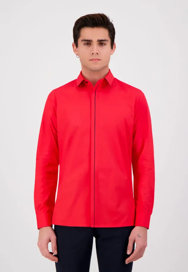 Pierre Talamon Contraste Rouge Navy chemise homme