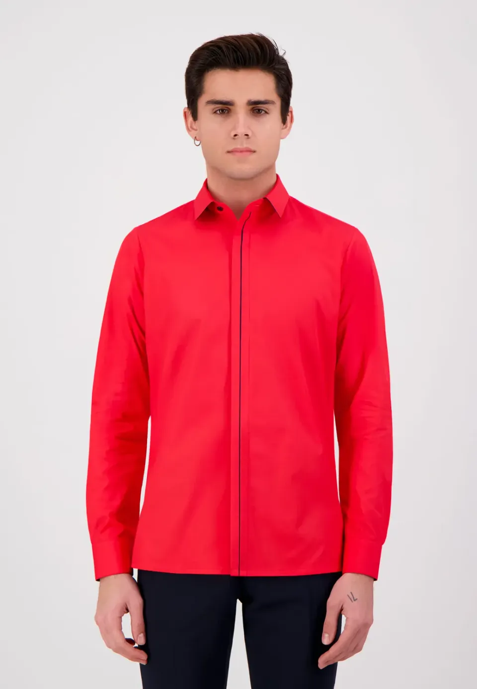 Pierre Talamon Contraste Rouge Navy chemise homme