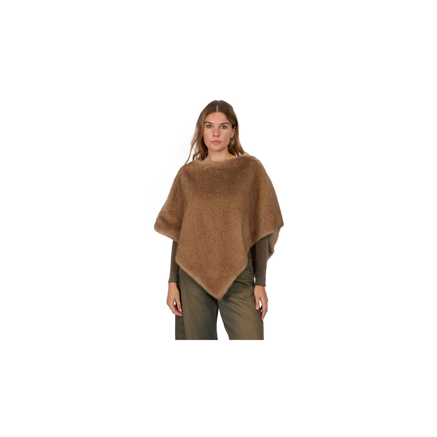 Oakwood Megeve 65294 poncho fausse fourrure taupe