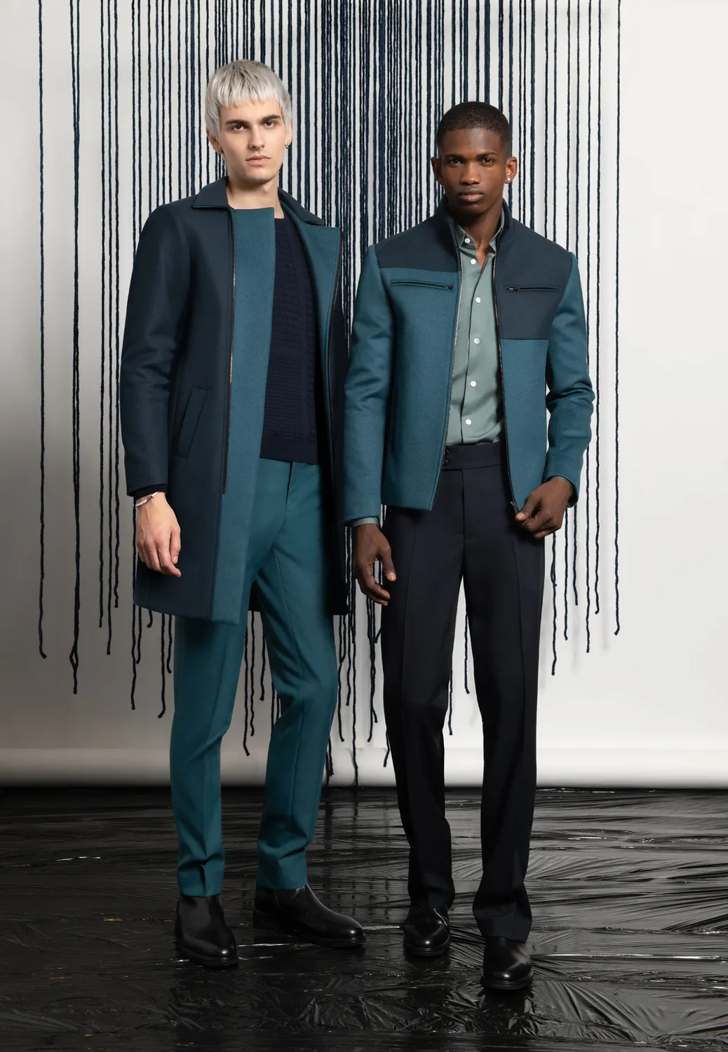 Pierre Talamon blouson géométrique bleu